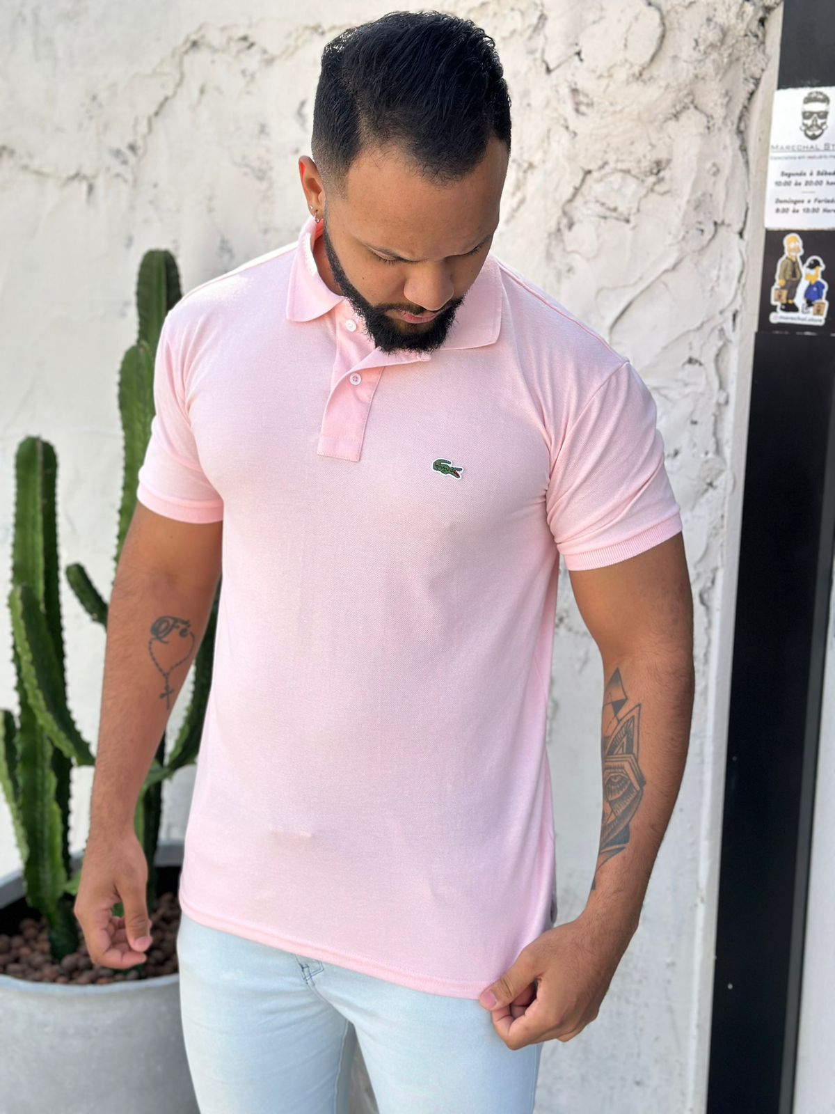 Camisa Polo Rosa Claro